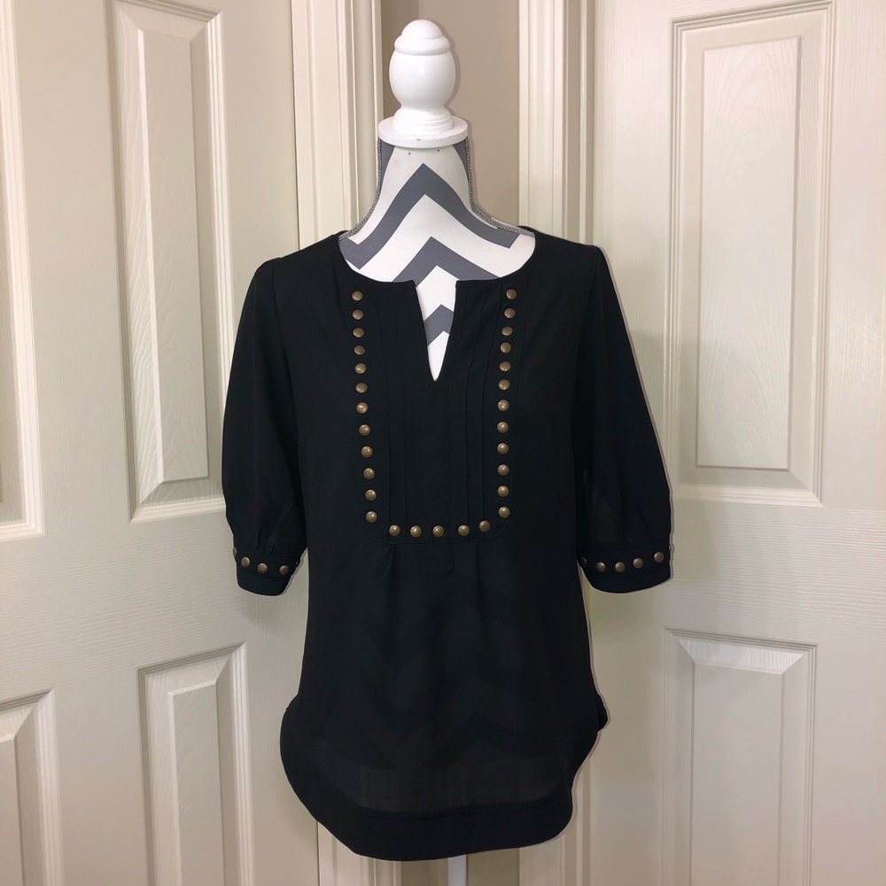 41 Hawthorn Black Studded 3/4 Sleeve Blouse